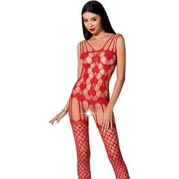 Бодістокінг Passion BS067 Red, комбінезон, імітація панчох і топа на бретелях