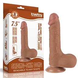 Фалоімітатор Sliding-Skin Dual Layer Dong 7.5'' 19.5 см (коричневий) - мініатюра 7