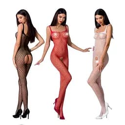 Бодістокінг Passion BS071 комбінезон на бретелях S/M/L white - мініатюра 3