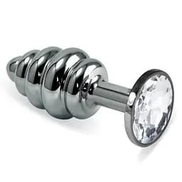 Анальна пробка - Heavy Metal Anal Plug Silver Rosebud Spiral Clear - мініатюра 1