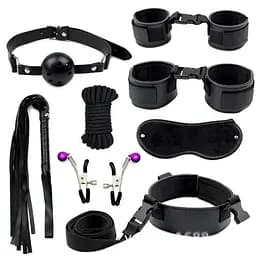 Комплект для бандажу з 8 предметів BDSM Чорний K000873