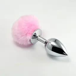 Анальна пробка - Heavy Metal Anal Plug Pompon L Pink - мініатюра 1