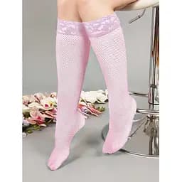 Гольфи довгі в сітку XS/S рожеві K0466-4