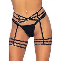 Leg Avenue Rhinestone garter strapps Black