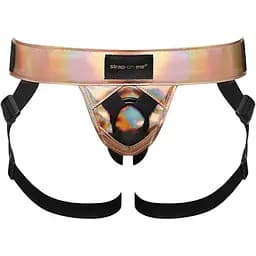 Труси для страпона Strap-On-Me Leatherette Harness Curious Holographic Rose Gold