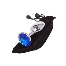 Сталева анальна пробка з кристалом 5,3 см Металік K000896