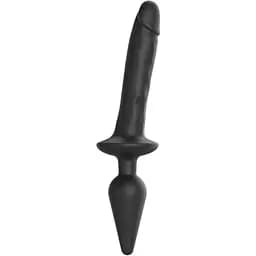 Анальна пробка з дилдо 2 в 1 Strap-On-Me Switch Plug-In Realistic Dildo Black L діаметр 4.5/3.4 см