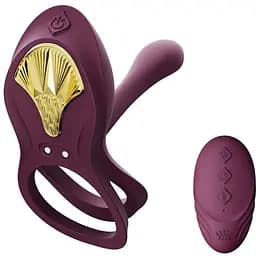 Смарт-ерекційне кільце Zalo Bayek Velvet подвійне з вставною частиною пульт д/у Purple