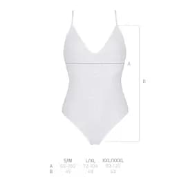 Боді з ажурним декором та відкритим кроком Passion Ursula Body white L/XL - мініатюра 5