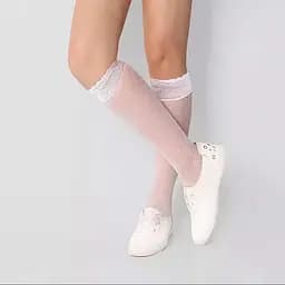 Длинные гольфы в сетку XS/S Белый K0466-2