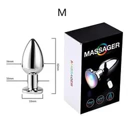 Світлова сталева анальна пробка Magic Motion Equinox USB з Д/К 8,2 см Металік K000843 - мініатюра 3