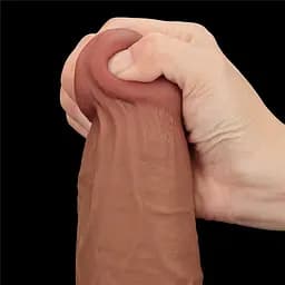 Фалоімітатор LoveToy Sliding-Skin Dual Layer Dong King Sized 34 см коричневий - мініатюра 16