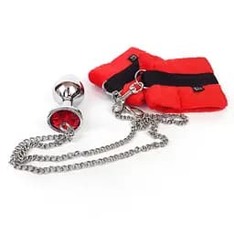 Наручники з металевою анальною пробкою Art of Sex Handcuffs with Metal Anal Plug, M, Red Art of Sex SO6182 92993 - мініатюра 3