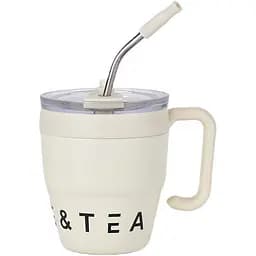 Термокружка Coffee & Tea 480 мл с трубочкой и двойным открыванием, белый Yiwu HP-14-23BE