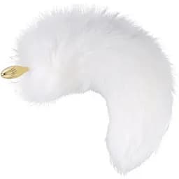 Металева анальна пробка Лисячий хвіст Lockink Sevanda White Fox-Tail Anal Pear-shape Plug