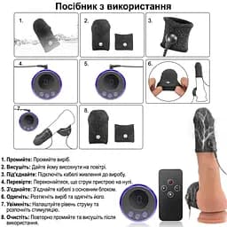 БДСМ насадки таканинні еластичні для електростимуляції пенісу та яєчок з пультом ДК та USB 19 режимів - мініатюра 2