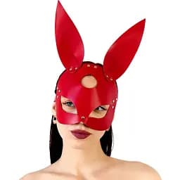 Шкіряна маска зайчика Art of Sex - Bunny mask, колір Червоний