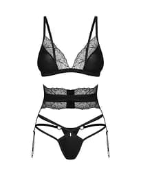 Комплект білизни Obsessive Lobellis XS/S чорний - мініатюра 6