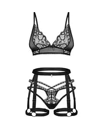 Комплект еротичної білизни Obsessive Blomentis M/L чорний - мініатюра 6
