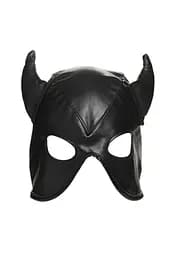 Маска Master Series Dungeon Demon Bondage Mask with Horns - Black - мініатюра 2