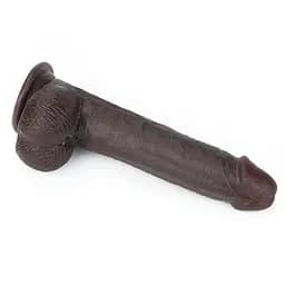 Фалоімітатор LoveToy Sliding Skin з подвійного матеріалу 23 см коричневий - мініатюра 9