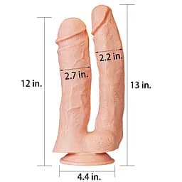 Подвійний фалоімітатор тілесний 33см LoveToy - мініатюра 8