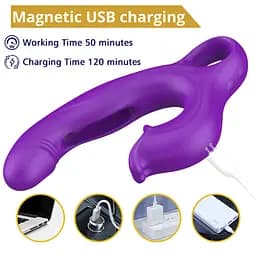 Вібратор Erospace Sweet Play G-Spot Vibrator With Clitoral Licking & Flapping A17 - мініатюра 11