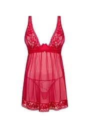 Сексуальний комплект Obsessive Lacelove babydoll thong XS/S червоний - мініатюра 7