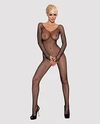 Сітчастий бодістокінг з довгим рукавом Obsessive Bodystocking N109 black чорний комбінезон S/M/L - мініатюра 2