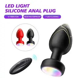 Анальна пробка що світиться з вібрацією і Д/К Light Anal Plug 3,5*9 см чорний — Анальні іграшки - мініатюра 8