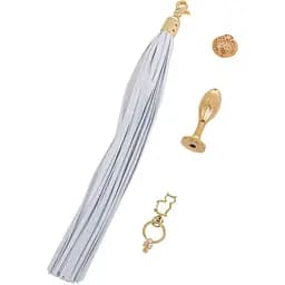 Металева анальна пробка Хвіст поні Lockink Sevanda White Pony-Tail Anal Pear-shape Plug - мініатюра 5