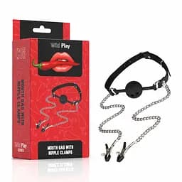 Набір БДСМ - Erospace Wild Play Mouth Gag With Nipple Clamps C15 - мініатюра 9