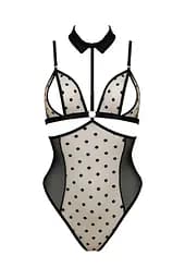 Боді з відкритими грудьми Passion DOMINICA Body XXL/XXXL beige комір-чокер корсет - мініатюра 3