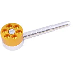 Трубка курительная металлическая револьвер HL-190 Gold Silver (15676)