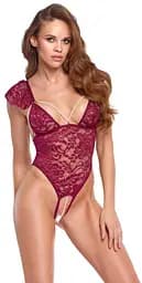Боді Cottelli Lingerie Pearls XL (бордовий) - мініатюра 8