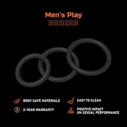 Набір ерекційних кілець Erospace Men's Play B7 3 шт. чорний - мініатюра 2