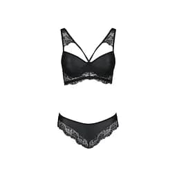 Комплект із еко-шкіри з мереживом Passion Loona Set black L/XL - мініатюра 5