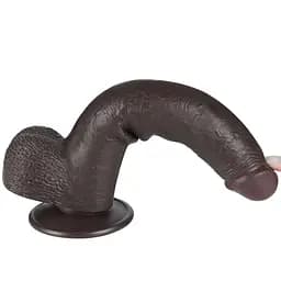 Фалоімітатор Sliding-Skin Dual Layer Dong 9 23 см (коричневий) - мініатюра 5