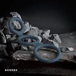 Ерекційне кільце Boners Triple Cock Ring 18 см сірий - мініатюра 6