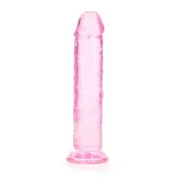 Фалоімітатор RealRock Crystal Clear Realistic Dildo 7'' 20 см różowy - мініатюра 4