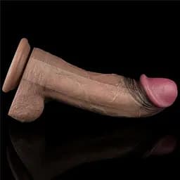 Фалоімітатор з мошонкою Dual-Layered Silicone Cock коричневий - мініатюра 3