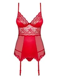 Корсет з підв'язками для панчох Obsessive Lovica S/M червоний - мініатюра 6