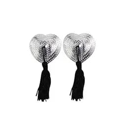 Наклейки на соски з паєтками та китицями Hearts One Size металік