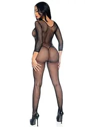 Бодістокінг Leg Avenue V Front Bodystocking One size Black дрібна сітка доступ - мініатюра 2