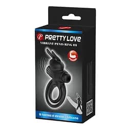 Віброкільце Pretty Love Vibro Penis Ring Bunny III 9.7 см чорний - мініатюра 10