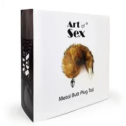 Металева анальна пробка з хвостом із натурального хутра Art of Sex size M Red fox - мініатюра 6
