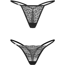 Комплект стрінгів Obsessive Clara 2XL/3XL 2 шт (чорний)