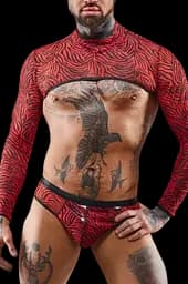 Топ із довгими рукавами Regnes Fetish Planet XXL (чорний з червоним)