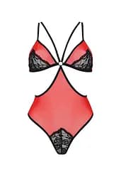 Напівпрозорий боді з мереживом Passion Peonia Body XXL/XXXL red - мініатюра 3