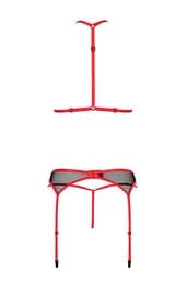 Комплект білизни Passion Satara Set L/XL red топ пояс для панчіх стрінги - мініатюра 4